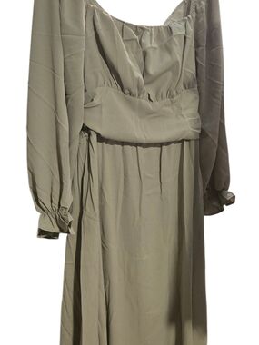 Sage Green Long Sleeve Midi Dress